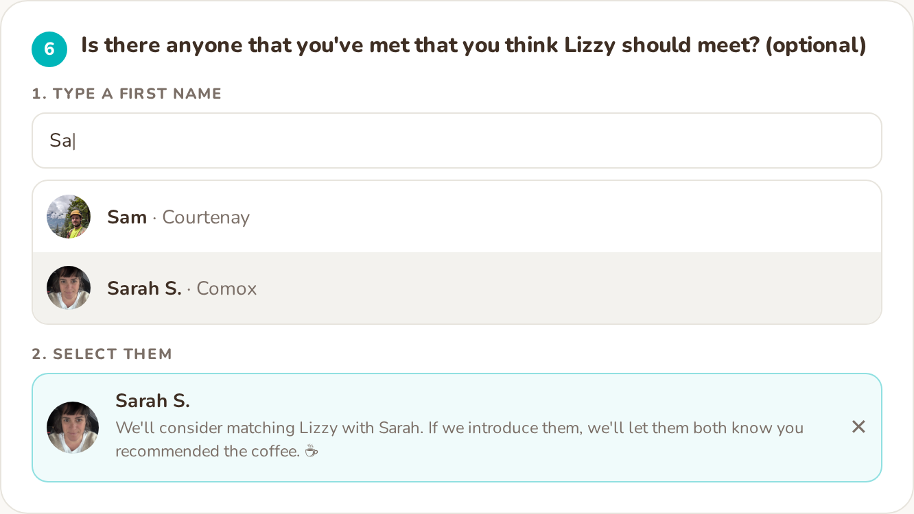 Recommend a match question in the coffee reflection